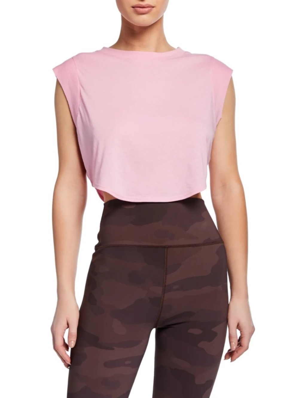 Alo Yoga Echo Cropped Sleeveless Tee Pink S